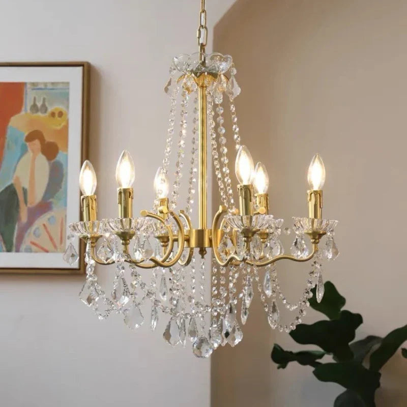 Luxury Copper Crystal Chandelier LED Pendant Lights for Home Decor