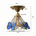 Tiffany Glass LED Ceiling Light - Modern Nordic Style Flush Mount Lamp