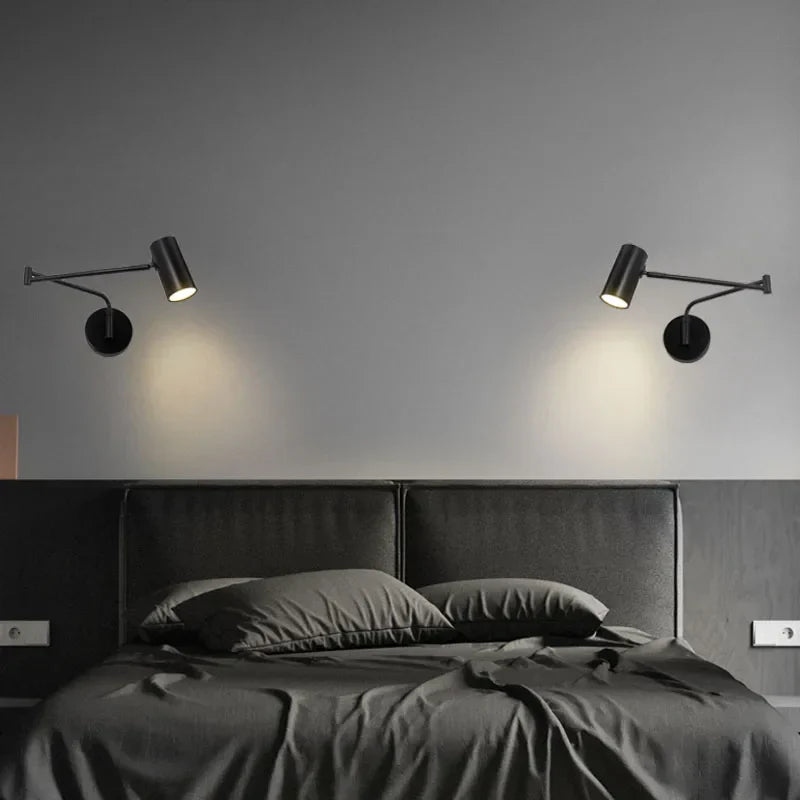 Acrylic Iron LED Wall Lamp | Modern Rotate Black Stair Light | Dining Room Study Fixtures