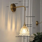 Amber Glass LED Wall Light with Pull Chain Switch, Modern Nordic Flower Wall Sconce