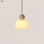 Wabi Sabi Yellow Travertine LED Pendant Lamp Wood Hanging Lights