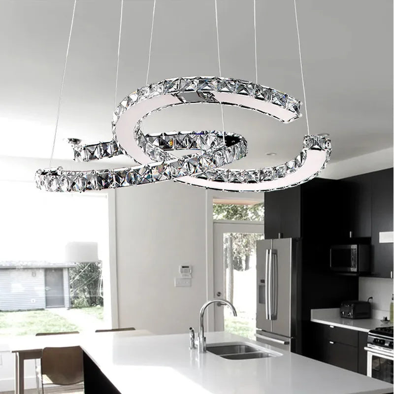Modern Crystal Chandelier LED Pendant Light for Home, Living Room, Restaurant