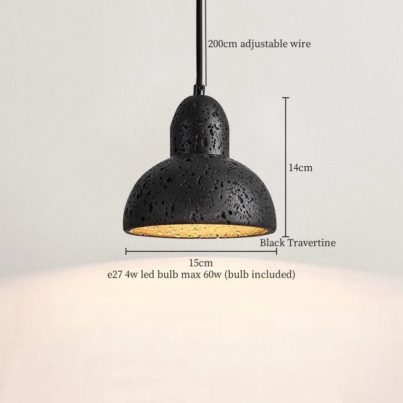 Black Stone LED Hanging Pendant Light for Modern Home Decor
