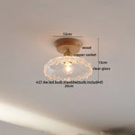 White Ceramic LED Ceiling Light with Wood Canopy for Kitchen and Living Room