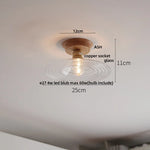 Tiffany Glass Copper Ceiling Lights Wood Ash LED Lamp Japan Style