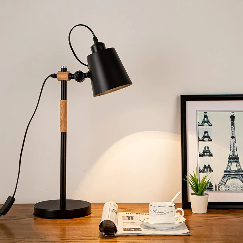 Adjustable Desk Lamp for Children's Bedroom Study, Nordic Style Black White décor
