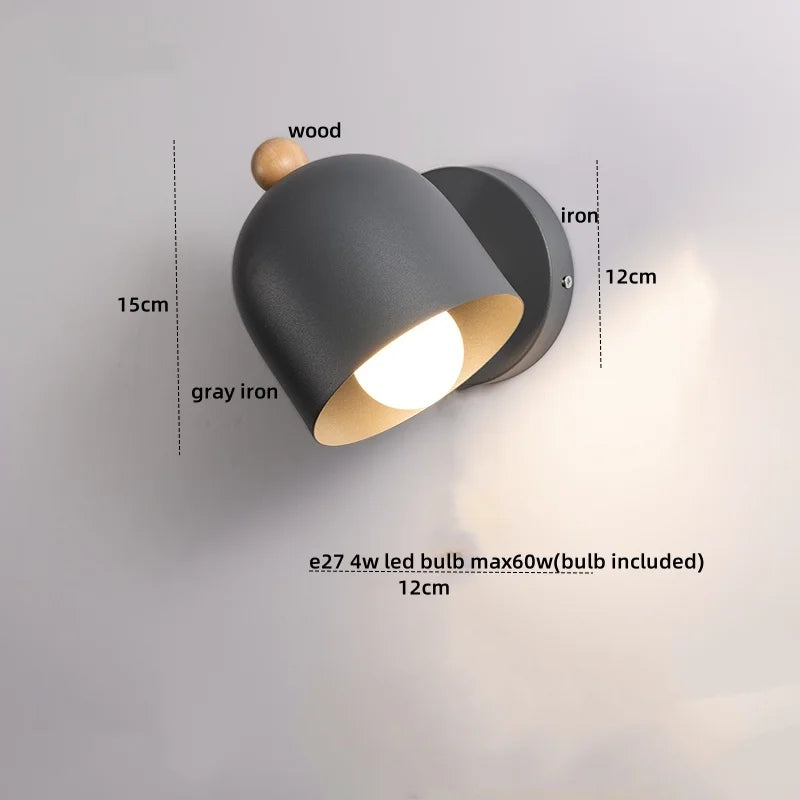 Wood Iron LED Wall Lights with Pull Chain Switch for Modern Living Spaces