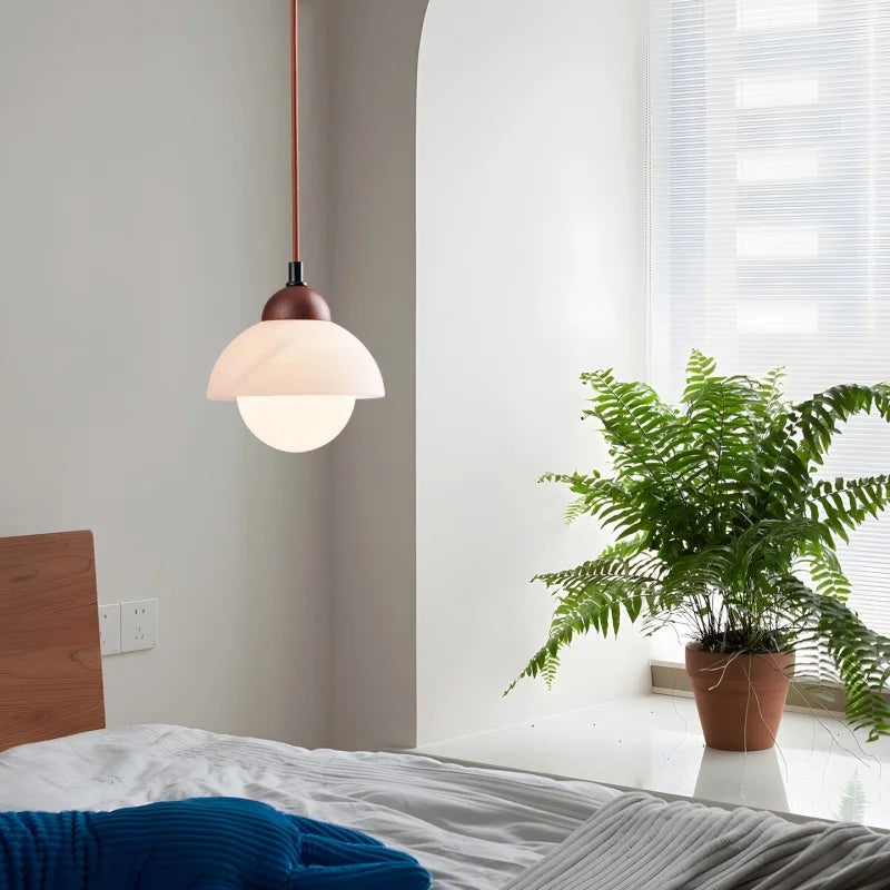 Cream Marble LED Pendant Light: Modern Nordic Hanging Lamp for Living, Bedroom, Kitchen