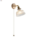 Glass Rotate Copper Wall Sconce | Pull Chain Switch LED Light Fixture