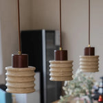 Yellow Travertine LED Pendant Light - Modern Nordic Adjustable Hanging Lamp