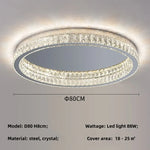 Crystal LED Ceiling Light Chrome Steel Chandelier - Dimmable Round Lamp