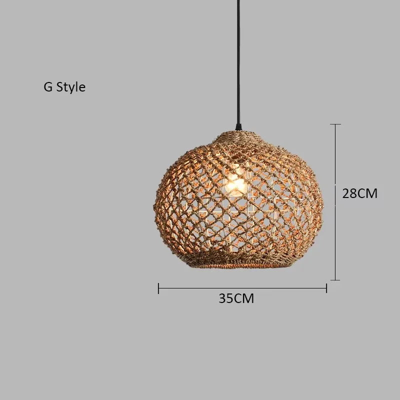 Hand-woven Natural Rattan Chandelier Pendant Light for Living Room Décor