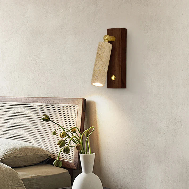 Copper LED Wall Lamp: Modern Nordic Style Mirror Light with Travertine Switch