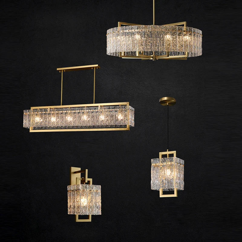 Copper Glass Pendant Light for Living Room & Foyer