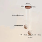 Wabi Sabi LED Pendant Lamp Yellow Travertine Stone Ball Hanging Light