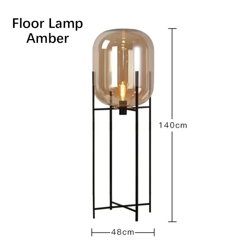 Modern Glass LED Floor Lamp for Living Room, Bedroom, Dining, and Home Decor