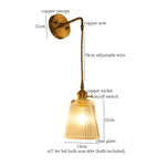 Afralia™ Striped Glass LED Wall Sconce Copper Arm Vintage Lampara Pared