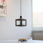 Nordic LED Pendant Lights Walnut Wood Glass Kitchen Hanging Lamp