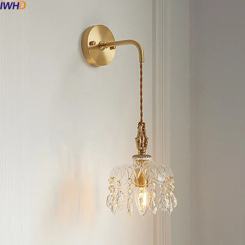 Crystal Glass LED Wall Sconce - Luxury French Stair Light for Home Decor
