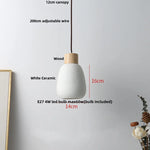 White Ceramic LED Pendant Lamp Copper Modern Wood Nordic Hanging Lights