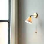 Ceramic LED Wall Light with Pull Chain Switch, Nordic Modern Design