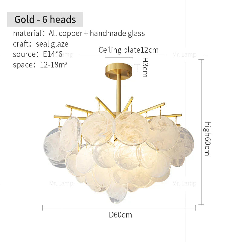 Modern Black Gold All-Copper Chandelier for Living Room Restaurant Nordic Minimalist