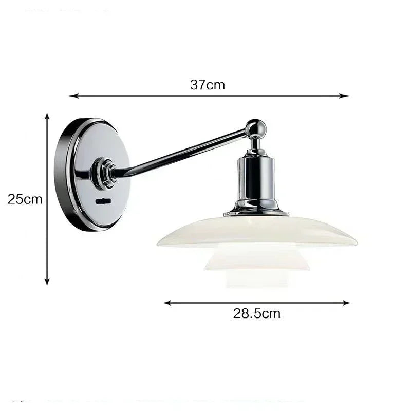 Glass Wall Sconce Light for Bedroom with Replaceable E27 Bulb