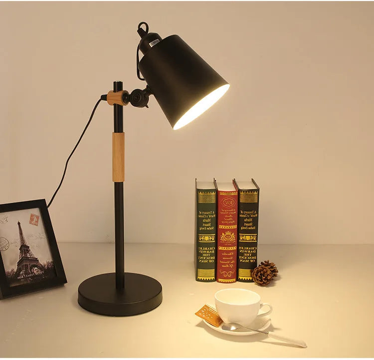 Adjustable Desk Lamp for Children's Bedroom Study, Nordic Style Black White décor