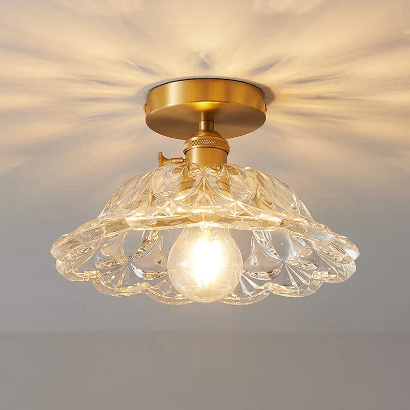 Glass Copper LED Ceiling Light - Simple Art Decorative Chandelier