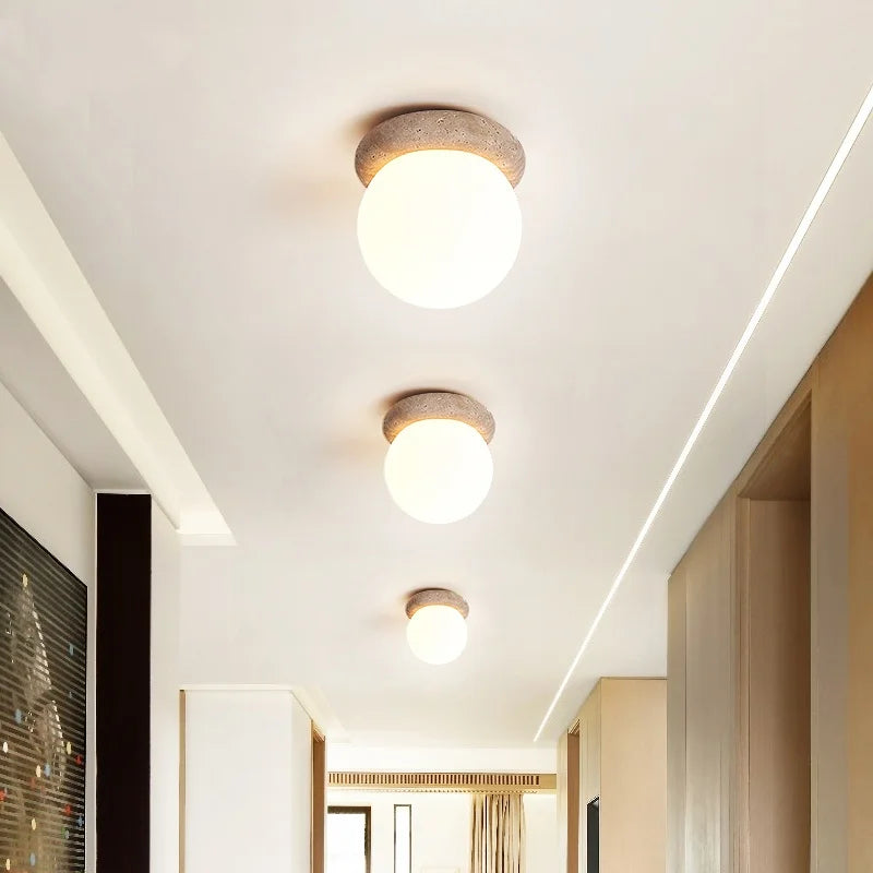 Yellow Travertine LED Ceiling Light Fixture for Modern Home Decor