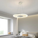 Afralia™ White Pleated Fabric Ferris Wheel Pendant Chandelier - Modern Nordic Indoor LED Lighting