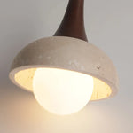 Afralia™ LED Pendant Lamp White Glass Ball Yellow Travertine Hanging Light