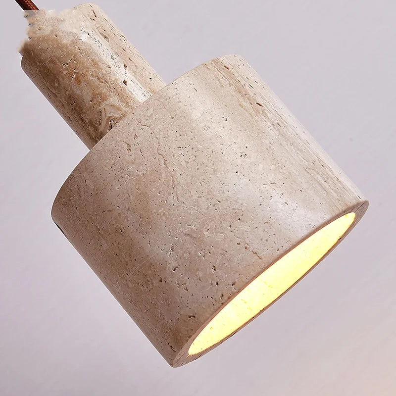Yellow Travertine Stone Pendant Lamp for Bedroom Balcony Cafe, 2m Wire, Nordic Modern Style