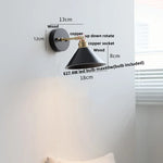 Wood Copper Wall Sconce Modern LED Fixture Bedside Lamp Bar Rotate Black