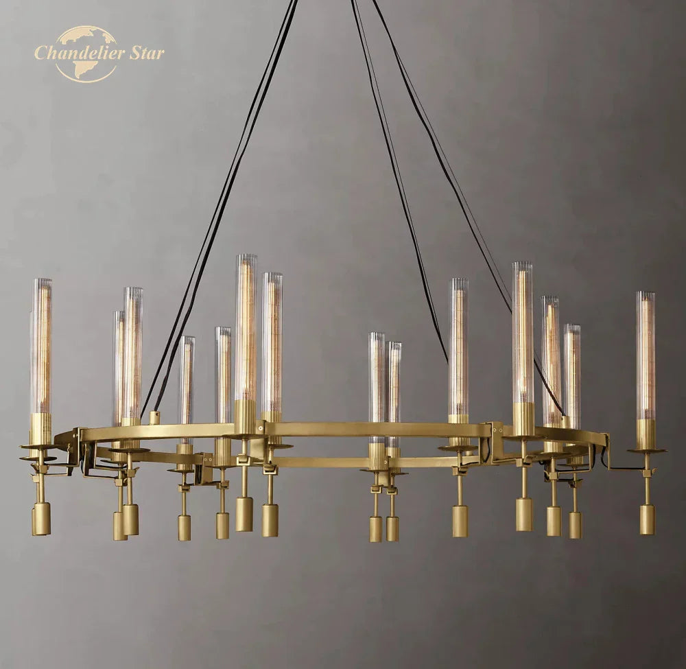 LED Round Glass Chandelier for Living Dining Room Lighting