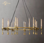 LED Round Glass Chandelier for Living Dining Room Lighting