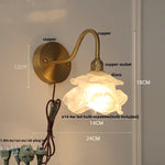 Brass LED Wall Sconce Clear Glass Pull Chain Switch Modern Vanity Light