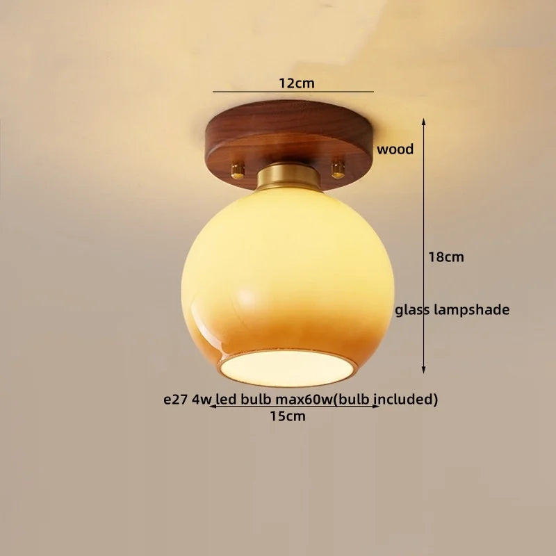 Walnut Copper LED Ceiling Light Modern Home Lighting Luminaria