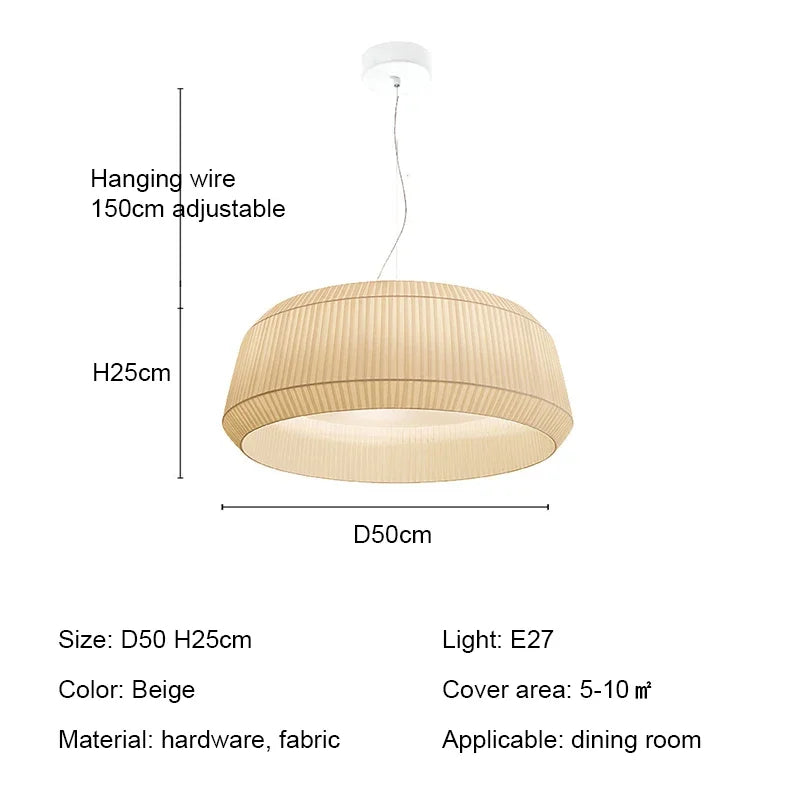 Pleated Fabric LED Pendant Lights - Minimalist Nordic Chandelier for Living Room
