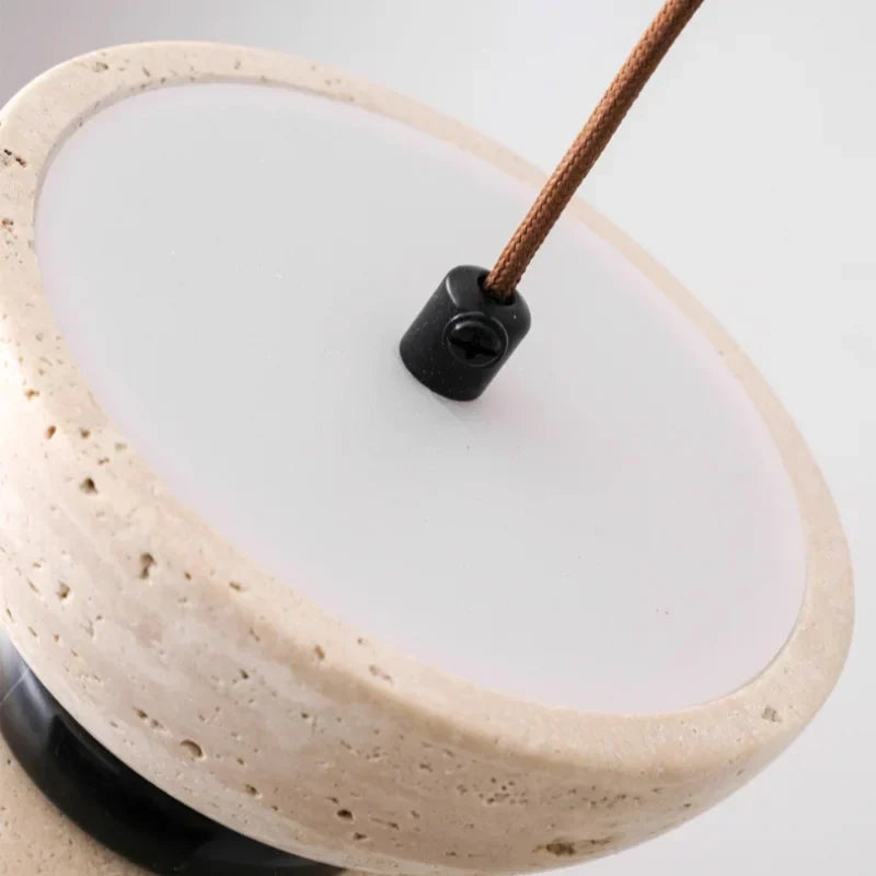 Afralia™ Wabi Sabi LED Pendant Lights Yellow Travertine Stone Hang Lamp