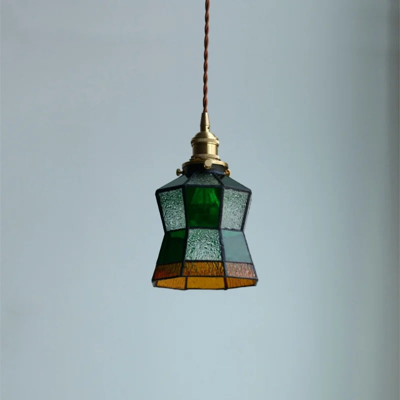 Colorful Glass Tiffany Style LED Pendant Lamp, Modern Hanging Light Fixture
