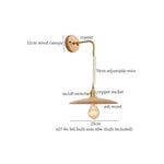 Nordic Wood LED Wall Lamp Pull Chain Switch for Home Decor & Lighting