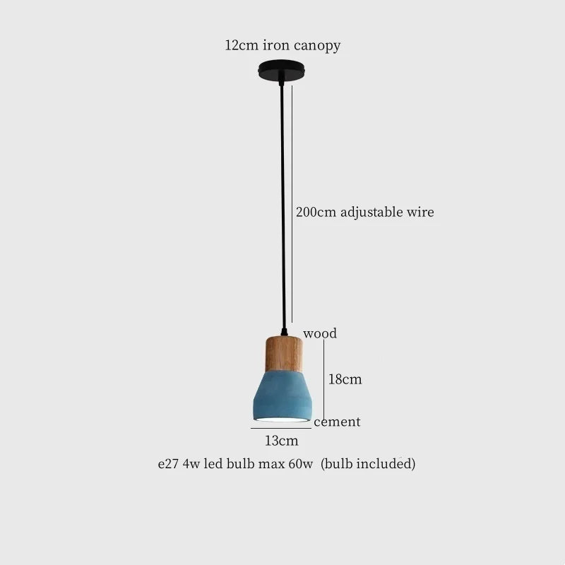Cement LED Pendant Lamp Industrial Decor Bedroom Living Room Bar Cafe