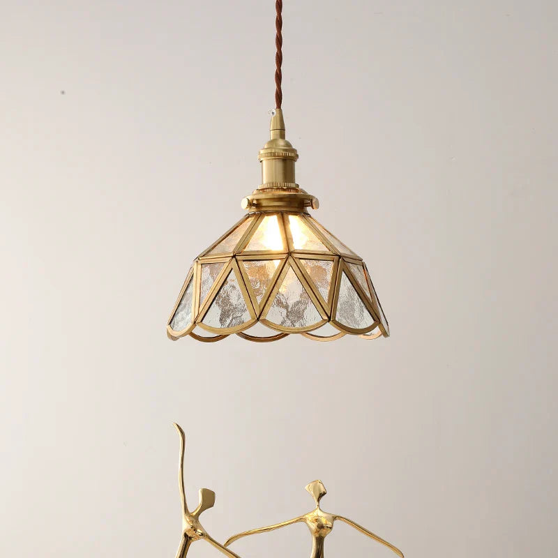 Amber Glass LED Pendant Light - Nordic Modern Copper Suspension Luminaire for Home