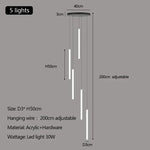 Modern Luxury LED Stair Pendant Chandelier Light for Villa