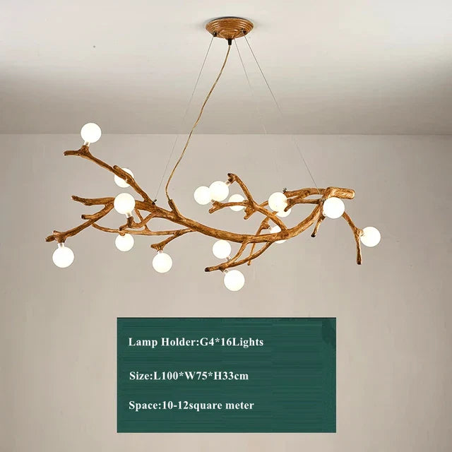 Retro LED Chandelier Living Room Study Bedroom Art Brown Pendant Light