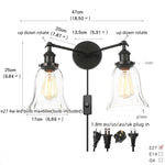 Black LED Wall Sconce 2-Head Lamp for Bedroom Bathroom Mirror