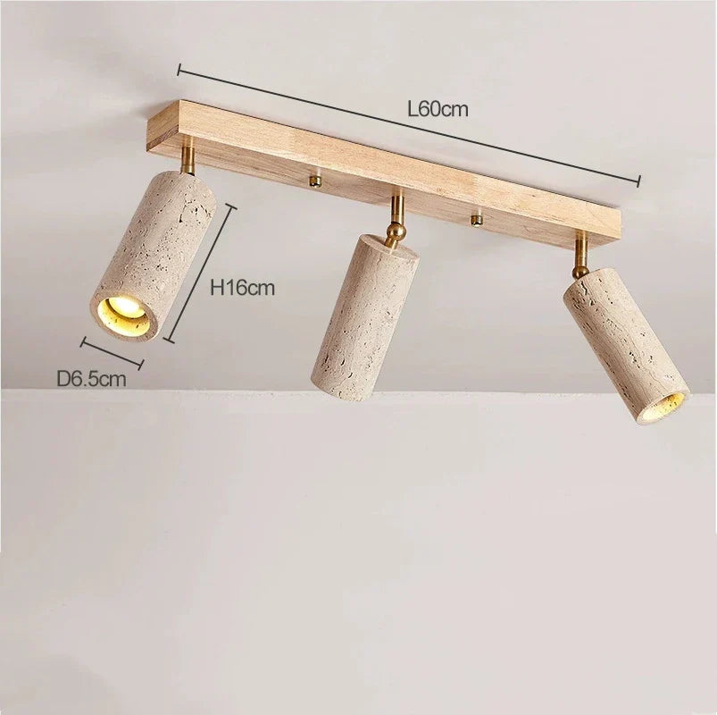 Stone Ceiling Lamp Spot Light Adjustable Angle Wood Base