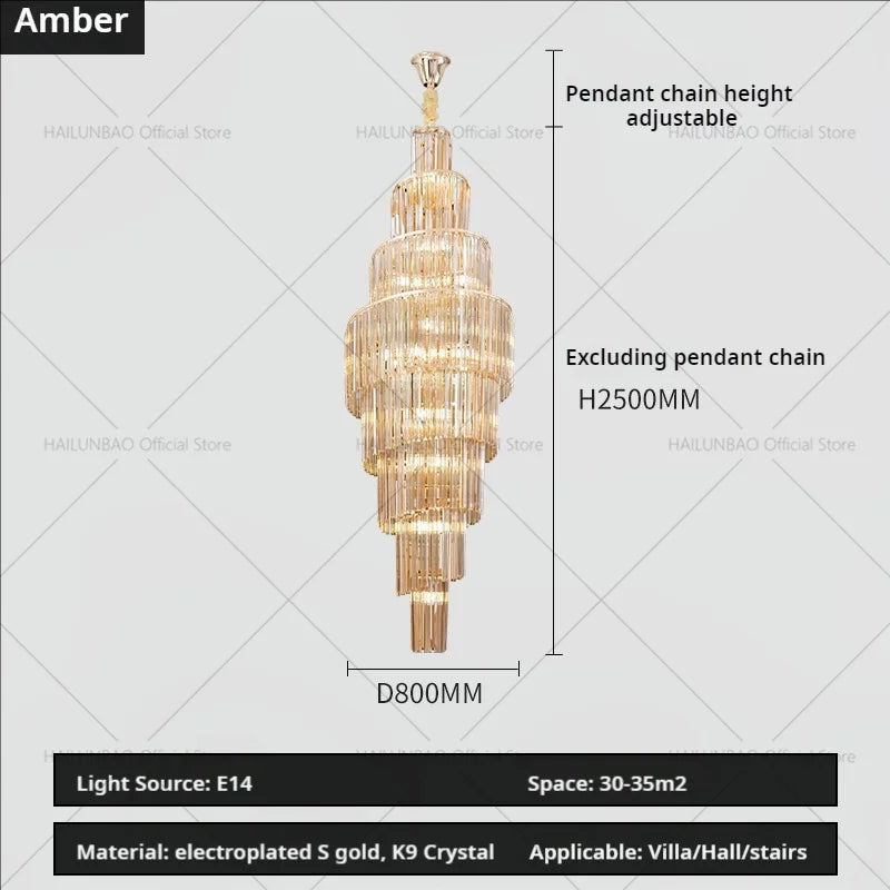 Crystal Chandelier for Penthouse Villa Living Room - Modern Light Luxury Design