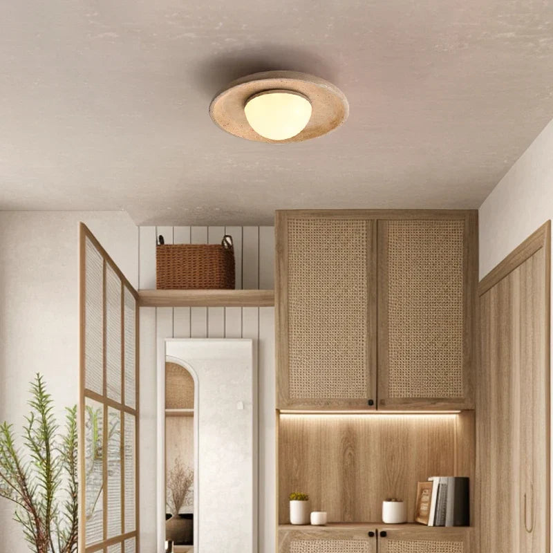 LED Ceiling Lamp Yellow Travertine - Nordic Acrylic Light for Living Room